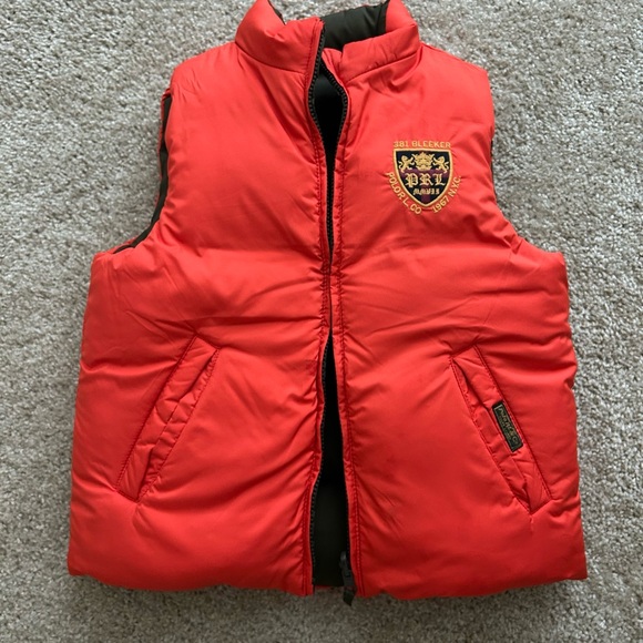 Polo Ralph Lauren Boys size 6 Bleeker Olive Green Orange Puffer Zipped Vest - Picture 3 of 7